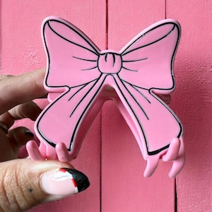 Cute Pink Bow - Hair Claw / Clip