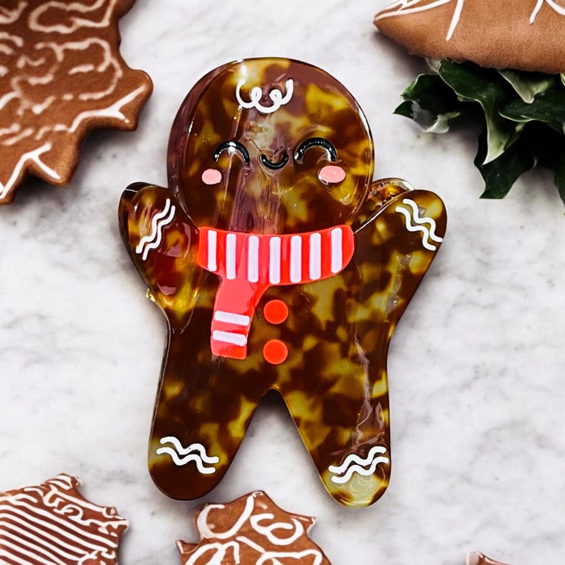 Shell Gingerbread Men Gingerbread Man - Hair Claw - Christmas, Stocking Filler - Etsy