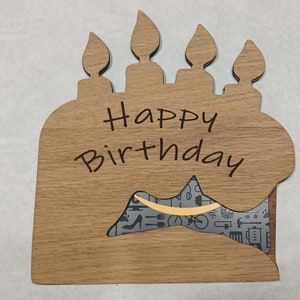 Gutschein Geschenkkarte aus Sperrholz, Happy Birthday