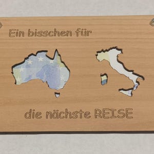 Geld Geschenkkarte aus Sperrholz, Ein bisschen für die nächste REISE