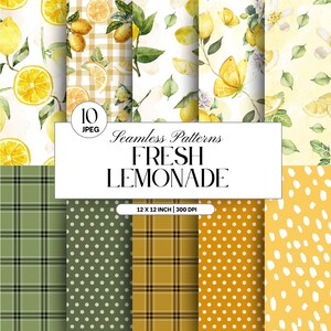 Aquarell Zitrone nahtlose Muster, Sommer nahtlose Muster, sich wiederholende Datei für Stoff Sublimation, Zitronen digitales Papier, Fruchtmuster
