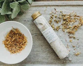 Handmade All Natural Chamomile Oatmeal Bath Soak Made With Calming Bath Salts and Herbs