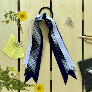 Plaid bow with streamer tails School Uniform, Plaid Bows, Back to School, Hair accessory,