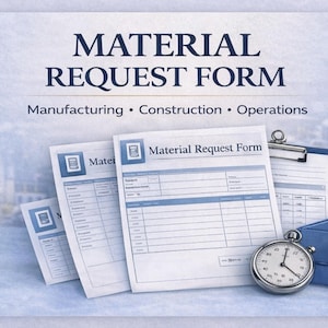 Material Request Form | Manufacturing, Construction, Operations Tracking (Excel, Word)