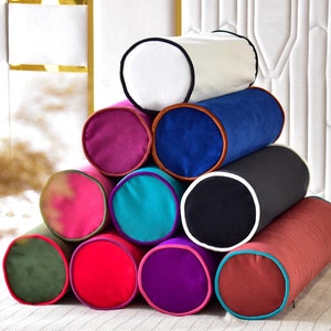 Extra long velvet bolster pillow case * Decorative bolster throw pillows * Velvet bolster pillow cover in 31 different colors and 70 sizes