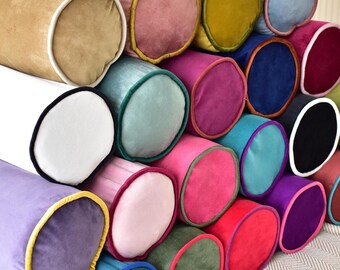 31 COLORS available * Customized piping bolster pillow covers made of upholstery velvet fabric * Personalized piping bolster pillow case