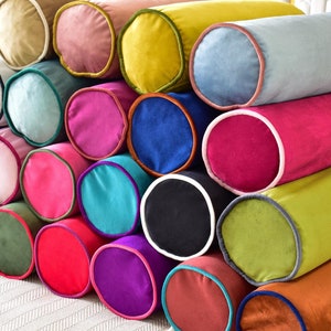 Velvet bolster pillow cover with piping * Bolster body pillow cover * Decorative Pillows * Headboard cushion cover * Cylindrical pillowcase