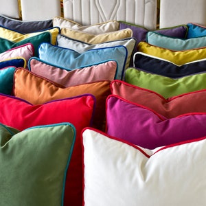 Funda de almohada de terciopelo con ribete: cojín cuadrado y lumbar