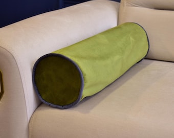 Green Velvet Bolster Pillow Cover: Piping Detail, Custom Sizes