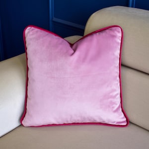 Baby Pink velvet pillow cover, Piping velvet cushion cover, Decorative velvet pillows, Living Room decors, Custom Piping Velvet Pillow Cover