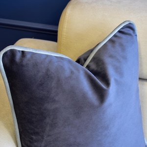 Anthracite velvet piping pillow cover * Luxury velvet throw pillow cover * Sofa velvet cushion cover * All Sizes * Mother&#39;s Day Gift for Her