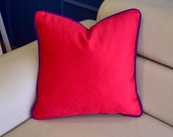 Velvet Pillow Cover with Piping: Modern Throw Pillow, All Sizes