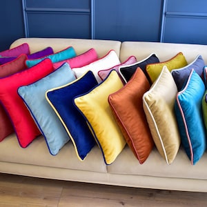 Handmade velvet pillow * Piping velvet throw pillow cover * Double sided pillow case * Velvet cushion cover for couch * Father&#39;s Day Gifts
