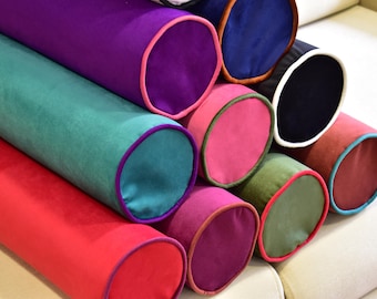 Velvet Bolster Pillow Cover: Designer Piping, All Sizes & Colors