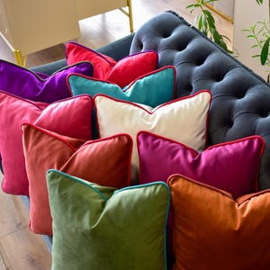 31 colors available velvet pillow * Piping velvet throw pillow cover * Designer velvet cushion cover * Custom piping color Mother&#39;s Day Gift