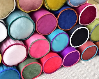 Round bolster velvet pillow cover * Solid velvet cushion cover * Designer bolster pillow case * Decorative bolster pillow cover * Any sizes