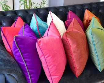 Paw proof velvet pillow cover * Piping velvet throw pillow * Embellished velvet pillow cover * Velvet cushion cover * Luxury pillow covers
