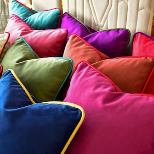 Washable velvet pillow throw pillow cover * Piping velvet cushion cover * Bedroom euro pillow sham * Velvet pillow case for sofa and couch