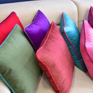 Double sided velvet pillow cover * Piping velvet throw pillow cover * Velvet cushion cover * Designer velvet pillow case * Housewarming gift