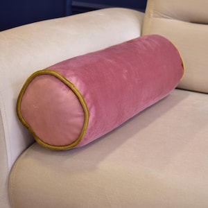 Dusty Rose Velvet Bolster Pillow Cover: Piping Detail, All Sizes
