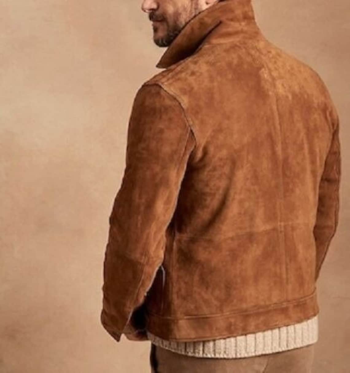 Men's Brown Genuine Suede Soft Leather Jacket, Men Brown Suede Leather ...