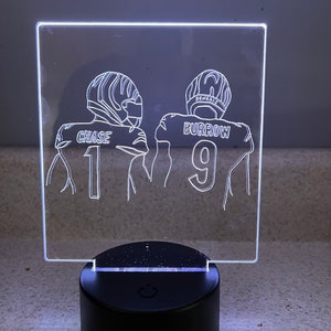 NFL Cincinnati Bengals Ja’Maar Chase and Joe Burrow Acrylic Light