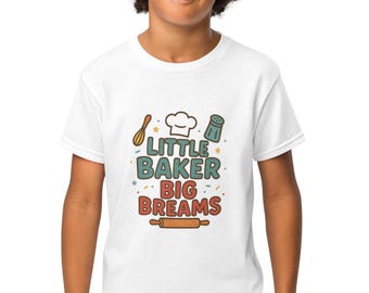 Little Baker Big Dreams kinder T-shirt – schattig bakshirt voor kinderen – cadeau Future Baker – verjaardagsshirt bakken – Junior Chef T-shirt