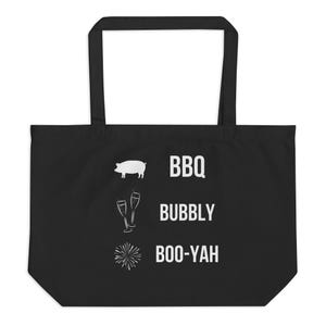BBQ Bubbly Boo-Yah Tote Bag - Lustige Party Tasche - Umweltfreundliche Tasche für Grill- und Champagner-Liebhaber - Perfektes Geschenk für festliche Anlässe