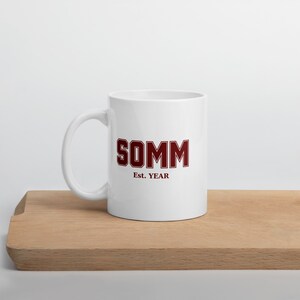 Customizable SOMM Year White Glossy Mug - Personalized Sommelier Gift - Perfect for Wine Lovers & Sommeliers