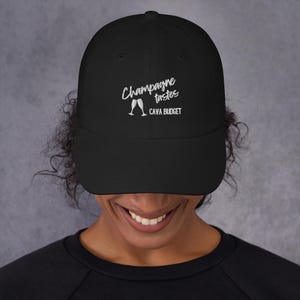 Champagne Tastes, Cava Budget Hat - Funny Wine Lover Hat, Embroidered Baseball Cap for Wine Enthusiasts, Adjustable Dad Hat