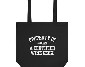 Certified Wine Geek Tote Bag – Funny Wine Lover Canvas Tote, Durable Reusable Grocery Bag, Gift for Sommeliers & Wine Enthusiasts