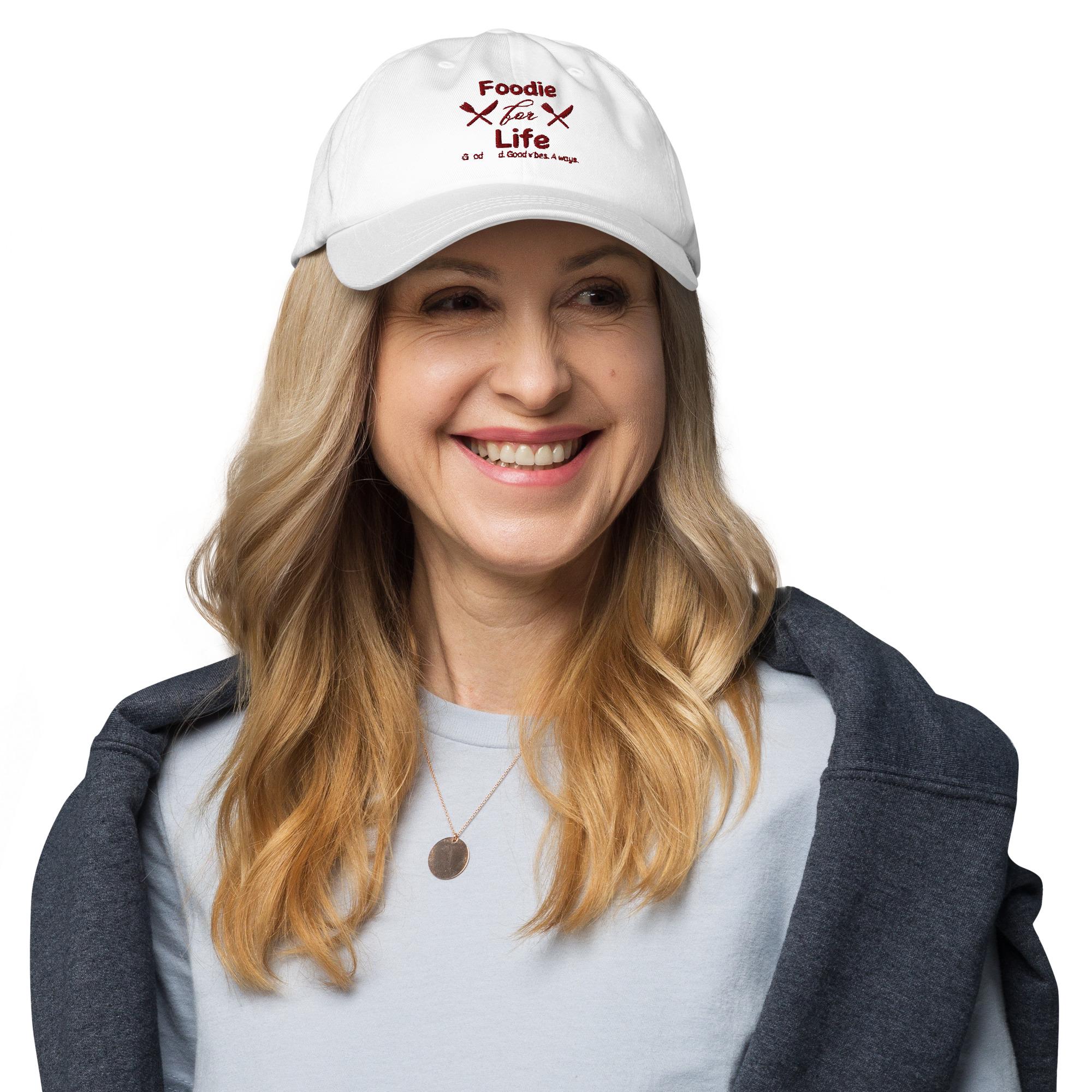 Foodie for Life Hat - Embroidered 'good Food, Good Vibes' Cap for
