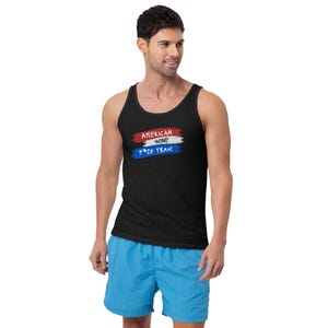 Amerikanischer Wein FckYea! Tank Top - Lustiges Vaterländischen Wein-Liebhaber-Shirt, 4. Juli Weintrinkbehälter, USA-Flaggen-Weingeschenk, Unisex-Sommer-Behälter