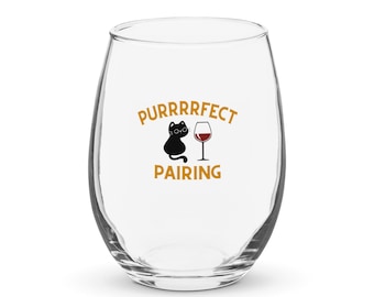 Purrrrfect wijnglas zonder steel - 15oz grappig katten- en wijnglas voor wijnliefhebbers en ouders van huisdieren