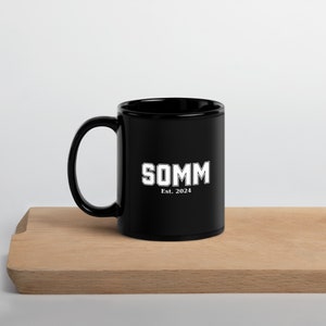 Customizable SOMM Year Black Glossy Mug - Personalized Sommelier Gift - Perfect for Wine Lovers & Sommeliers