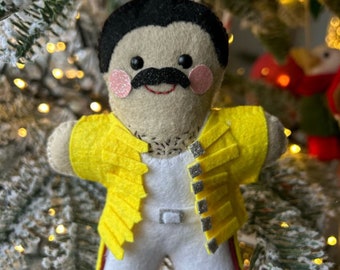 Freddie M felt hanging decoration - inspired by Freddie Mercury of Queen