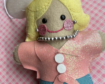 Dolly P felt hanging decoration - inspired by Dolly Parton Version 2