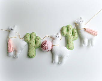 Llama Cactus garland bunting banner decor mobile cacti alpaca