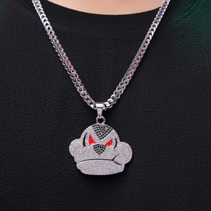 Iced Out Pendant Hip Hop Jewelry for Men, Moissanite Pendant, Gorilla Face Pendant, Cuban Chain, Streetwear Accessory, Custom Pendant.