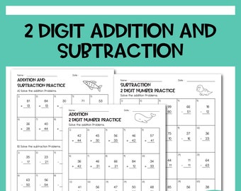 Math Worksheet - Printable - 2 Digit Addition and Subtraction Practice for Grade 2nd - 3rd