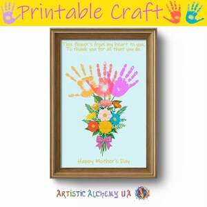 DIY Mother&#39;s Day Handprint Craft for Kids - Fun Family Activity, Gift for Mom, DIY Baby Toddler Hand Prints Preschool, Art Craft Printable.