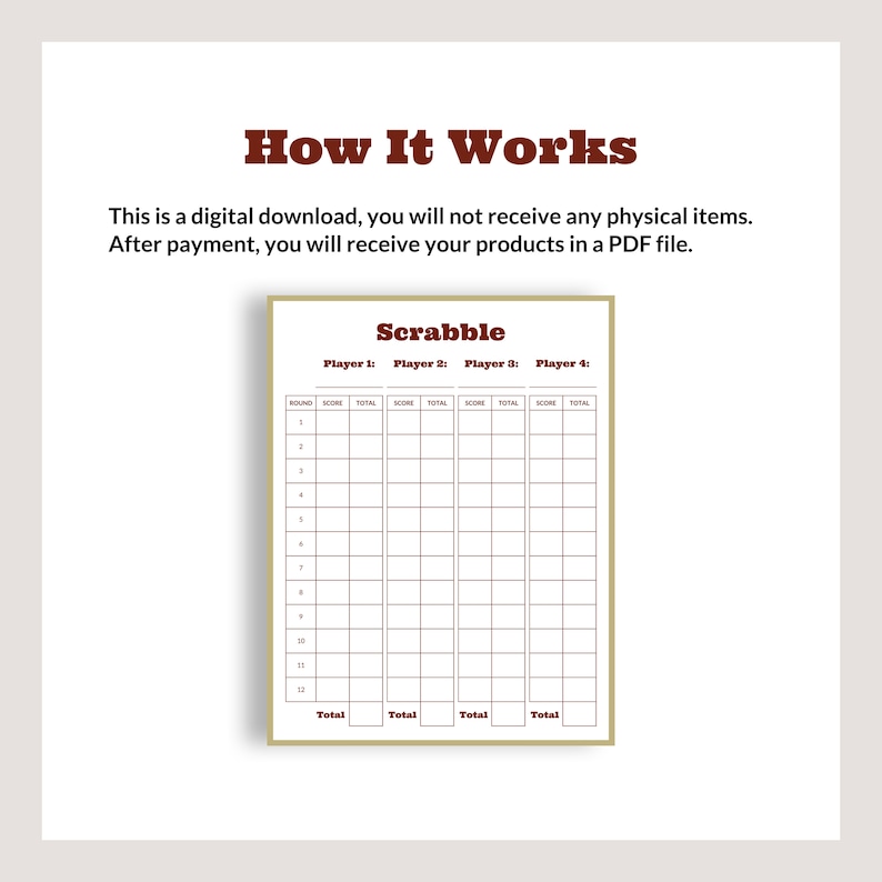 Scrabble Game Score Sheet, Printable Score Sheet, Scrabble Score Pad ...