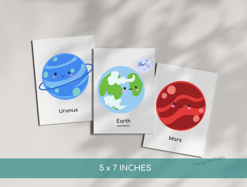 10 Solar System Cards Flashcards Pre-school Cards Rainbow Educational ...