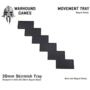 30mm Skirmish Wargame Movement Trays - Square Base x12, x11, x10, x9, x8, x7, x6 and x5 - 3D Printed