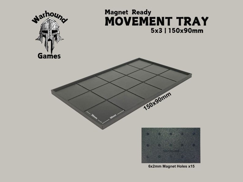 30mm Movement Tray 150x150, 150x120, 150x90, 150x60, 150x30 5x5, 5x4, 5x3, 5x2, 5x1 Square Base Old World Warhammer Fantasy