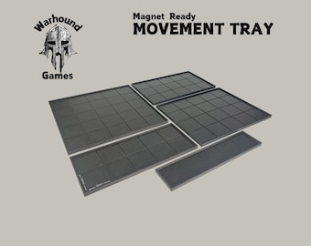 30mm 5x Wargame Movement Trays - Square Base 5x1, 5x2, 5x3,  5x4, 5x5 - 3D Printed