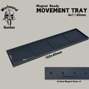 Movement Tray 40mm 4x1 160x40mm Square base Old world Warhammer Fantasy