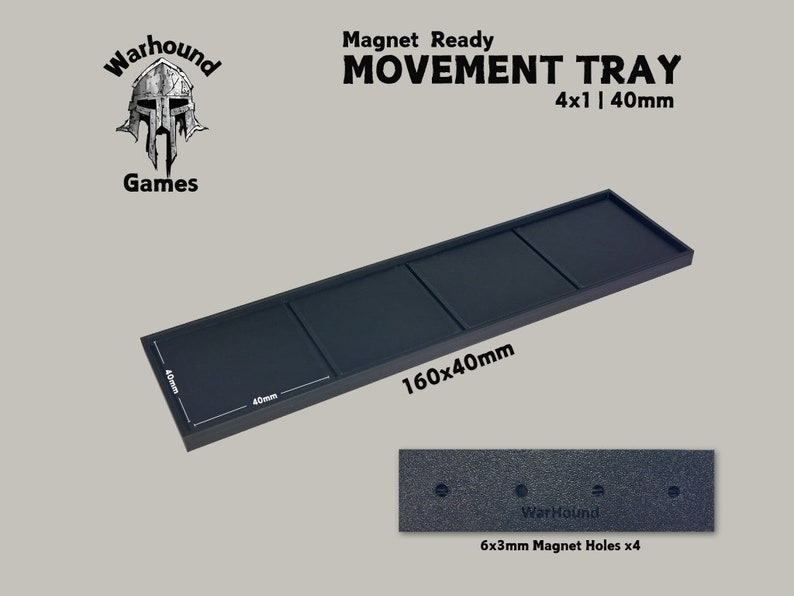 Movement Tray 40mm 4x1 160x40mm Square base Old world Warhammer Fantasy