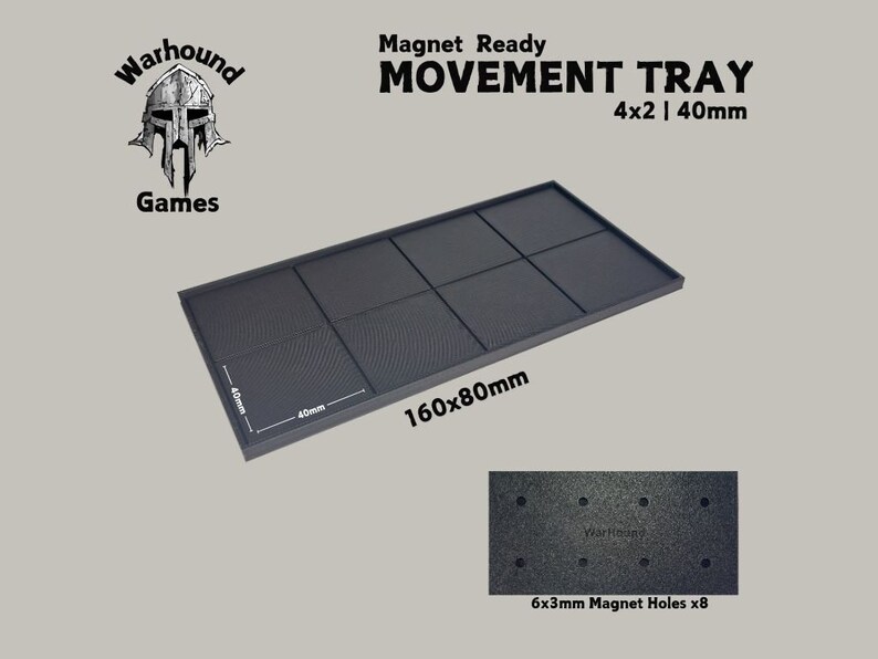 Movement Tray 40mm 4x2 160x80mm Square base Old world Warhammer Fantasy