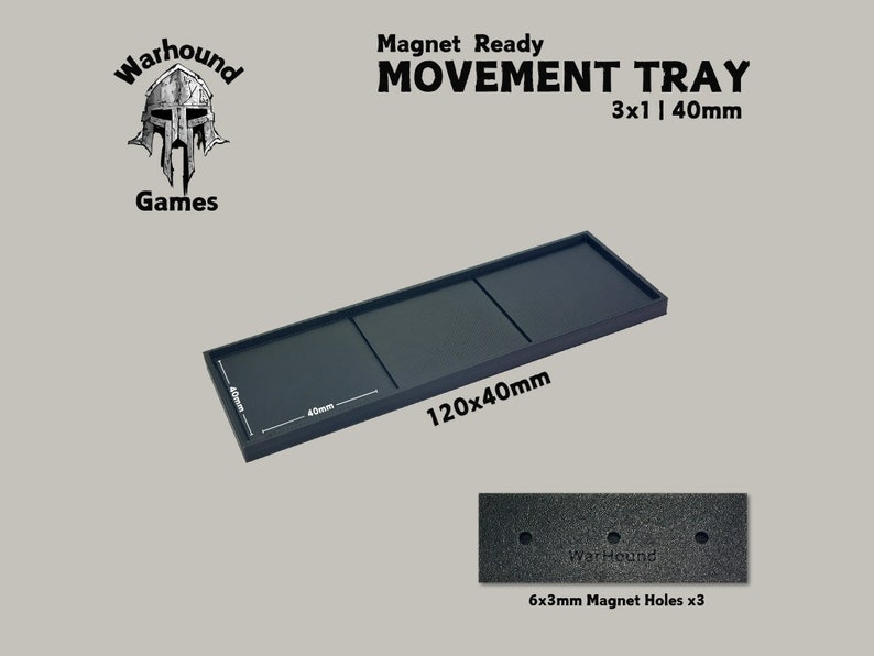 Movement Tray 40mm 3x1 120x40mm Square base Old world Warhammer Fantasy